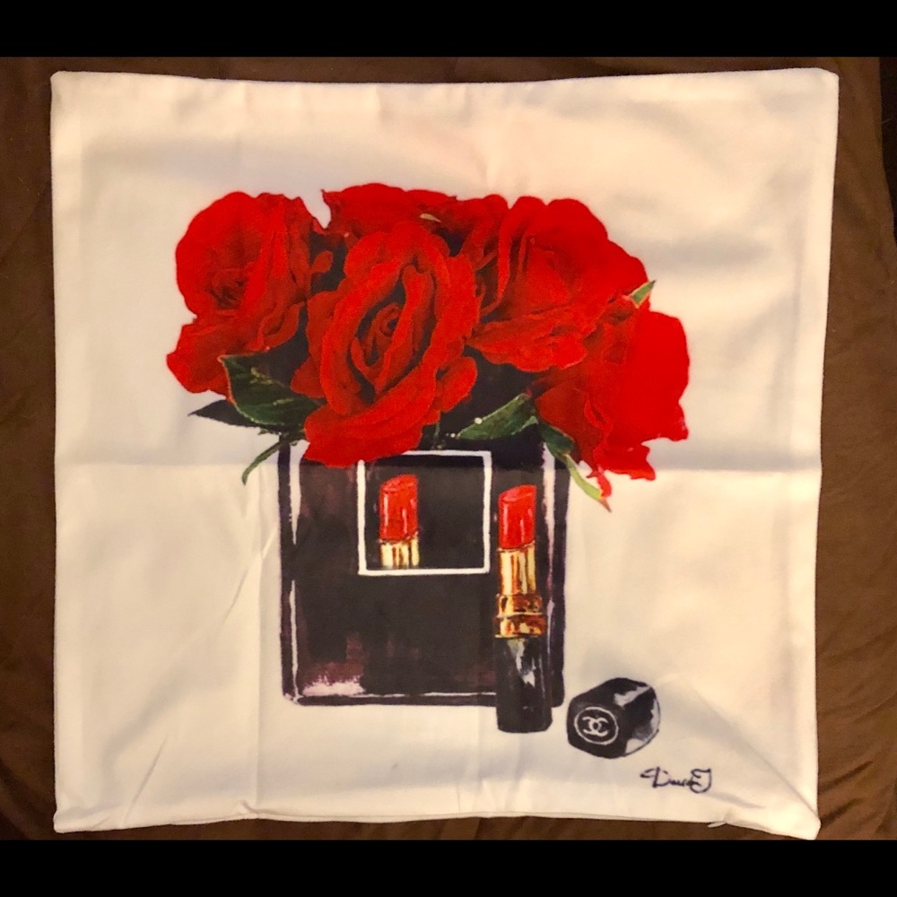 2 NWOT Red Flower & Lip Stick pillowcases/cushion